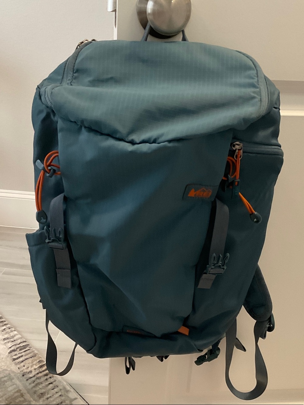 REI Teal Backpack with Orange Accents